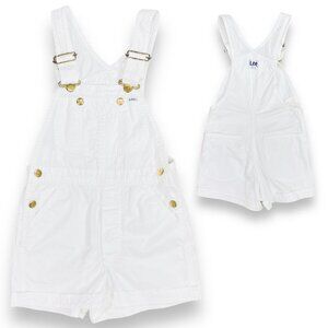 Vintage Lee Kids White Denim Jean Short Overalls Romper Outfit 8 - 10